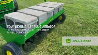 John Deere 48″ TowBehind Plug Aerator with Pneumetic Tires  PA480JDLPPA48JD [upl. by Killen]