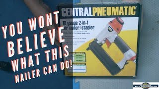 Harbor Freight 2 in 1 Nailer Stapler Brad Nailer Crown Stapler Air Tool Review [upl. by Noreen]