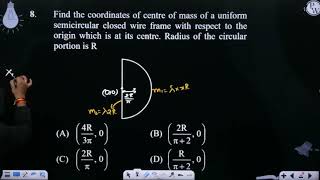 Find the coordinates of centre of mass of a uniform semicircular closed wire frame with respect [upl. by Kreitman]