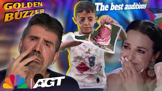 طفل فلسطيني يحصل على الجرس الذهبي بعرض مذهل جعلهم يبكون في برنامج Americas Got Talent [upl. by Anjanette]