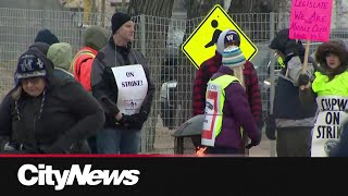 Canada Post workers picket in Calgary amid national strike [upl. by Ijuy]