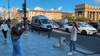 St Petersburg Russia on The First Friday Chilly Summer Night 2023 Walk in The City 4K 60fps [upl. by Darill797]