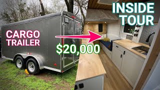 Cargo Trailer turned into AMAZING Custom Camper [upl. by Laud]