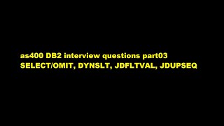 as400 DB2 interview questions part03 [upl. by Orville]