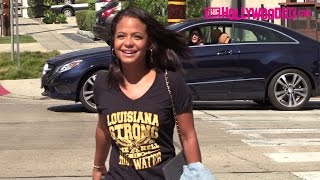 Christina Milian Shows Her Support For Louisiana Flood Victims While Leaving Verve Coffee 10416 [upl. by Nirak770]