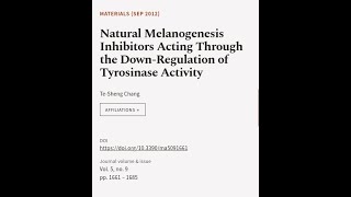 Natural Melanogenesis Inhibitors Acting Through the DownRegulation of Tyrosinase Act  RTCLTV [upl. by Eevets]