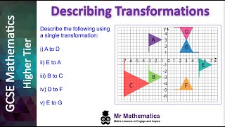 Describing Transformations  GCSE Maths  Mr Mathematics [upl. by Marni]