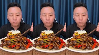 ASMR MUKBANG eating show fried vegetable boiled pork with sauce yummy [upl. by Gabriel]