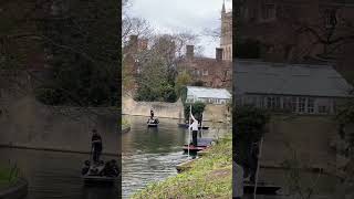 Cambridge River Cam Punting Boats At Cambridge University [upl. by Ennovy]