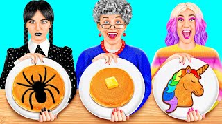 Wednesday vs Grandma Cooking Challenge  Kitchen Hacks and Tricks by PaRaRa Challenge [upl. by Louise75]