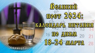 Великий пост в 2024 году календарь питания на каждый день для мирян с 18 по 24 марта [upl. by Aelc]