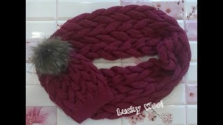 Модный теплый снуд спицами в два оборота с узором из кос Snood [upl. by Naek896]