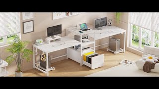 How to Install  SEDETA 98 Inch 2 Person Office Desk Computer Desk with File Drawers [upl. by Eirac]