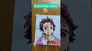 Markers Vs Pencils DRAWING challenge tanjiro part2 shorts drawing demonslayer [upl. by Yseult]