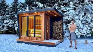 Building a MODERN SAUNA in a Winter Wonderland  Full Build [upl. by Edas720]