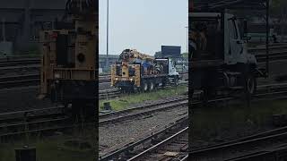 Track equipment coming through Jamaica train railroad longislandrailroad railfan railway [upl. by Nilhtac]