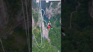 Zhangjiajie Grand Canyon Glass Bridge Bungee Jumping First Person View [upl. by Des]