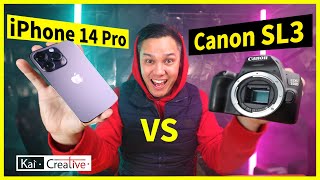 iPhone 14 Pro Vs Canon SL3 250D Photos amp Videos Compared  2022  KaiCreative [upl. by Dodi]