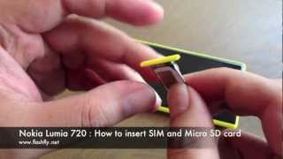 Nokia Lumia 720  How to insert SIM and Micro SD card [upl. by Adham]