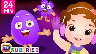 Learn PURPLE Colour with Funny Egg Surprise Toys amp Songs  ChuChuTV Colorful Surprise Eggs for Kids [upl. by Braswell]