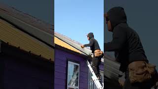 Metal install portablebuildings roofing shedcompany customcabins [upl. by Notxed967]