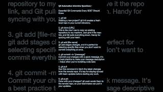 2024Important GIT commandsInterview Questions asked for AutomationQA JAVASDETQA Automation [upl. by Materse]