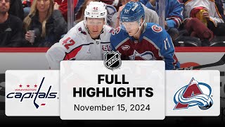 NHL Highlights  Capitals vs Avalanche  November 15 2024 [upl. by Walters]