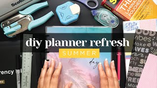 SUMMER PLANNER REFRESH 2024  DIY Cover  Pocket Folder Setup for Discbound Classic Happy Planner [upl. by Nairret]