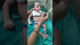 prematurebaby Newborn baby today first time spoon feeding [upl. by Gwenora]