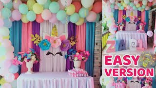 Easy Version Unicorn Theme Birthday Decoration  Kids Birthday Party Ideas at Home [upl. by Jala]