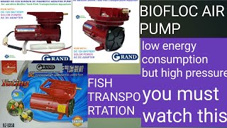 GRAND HZ035A SUNSUN 12V DC MAGNETIC AERATOR PUMP for fish transportation Biofloc tank aquaculture [upl. by Franklyn]