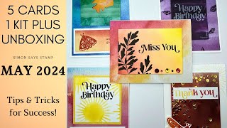 5 Cards 1 Kit Simon Says Stamp Card Kit of the Month May 2024 Celestial Wishes Tips amp Tricks [upl. by Iemaj]