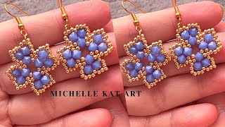 Beaded earrings tutorial easy how to make earrings with bicone 4mm step by step easy diy [upl. by Conney189]