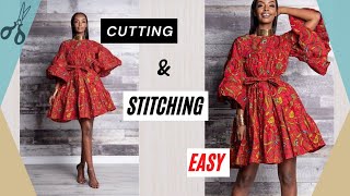 How to make an UMBRELLA LAYERED DRESS  flowy dress  gathered dress tutorial  DIY [upl. by Yanrahs]