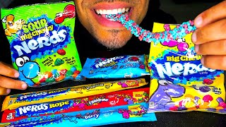 ASMR NERDS CANDY ROPE GUMMY CLUSTERS REVIEW EATING SOUNDS MUKBANG RAINBOW BIG CHEWY SOUR [upl. by Sualokin]