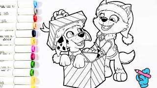 Coloring Paw Patrol Marshall for Christmas  Fun Holiday Activity for Kids [upl. by Nhguavaj]