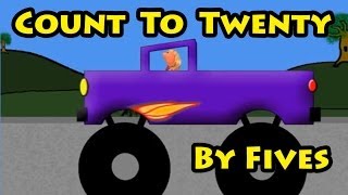 Vids4kidstv  Count to Twenty by Fives with Monster Trucks and Motorcycles Video For Kids [upl. by Annahsal707]