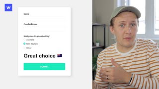 Conditional logic in Webflow forms without plugins or custom code  Webflow Interactions Tutorial [upl. by Naimaj635]