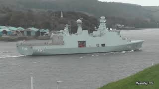 HDMS ESBERN SNARE F342 ENTERS DEVONPORT NAVAL BASE DURING FOST  6th November 2020 [upl. by Akere484]