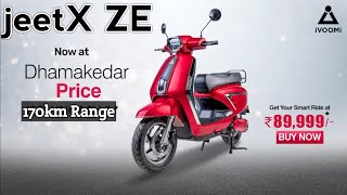 iVoomi JeetX ZE Electric Scooter Launched 170km Range For Rs 1 Lakh [upl. by Lund118]