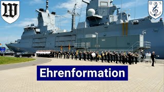 Einmarsch Ehrenformation Indienststellung Fregatte quotRheinlandPfalzquot Marinemusikkorps Wachbataillon [upl. by Knighton]