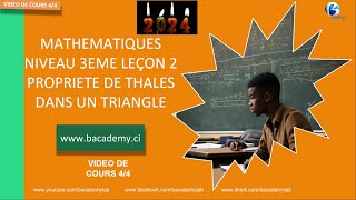 PROPRIETE DE THALES DANS UN TRIANGLE  MATHEMATIQUE NIVEAU 3EME  LEÇON 2  VIDEO 44 [upl. by Ehrsam348]