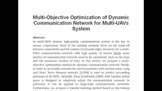 Multi Objective Optimization of Dynamic Communication Network for Multi UAVs System [upl. by Uttasta745]