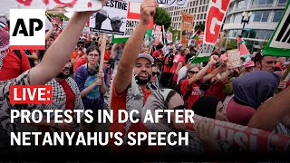 LIVE Protests outside US Congress ahead of Israeli PM Netanyahus address [upl. by Kabab]