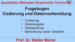 Quantitative Methoden  Fragebogen Codierung und Datenprüfung [upl. by Annayad]