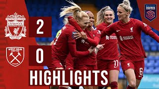 HIGHLIGHTS Liverpool Women 20 West Ham  Holland amp Stengel goals earn league win for Reds [upl. by Nedaj]