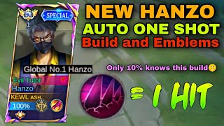 NEW HANZO AUTO ONE SHOT BUILDS AND EMBLEMS 2024 must try  MLBB [upl. by Daigle]