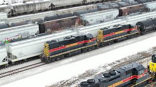 MASSIVE LOCOMOTIVE SHOP AND RAIL YARD ACTION UNDER THE DRONE IAIS BNSF and Silvis Railway Park [upl. by Mossman]