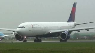 Delta  A330300  Takeoff from Amsterdam [upl. by Oivat637]