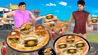 Vada Pav Pizza Wala Famous Vada Pav Pizza Street Food Hindi Kahani Moral Stories Funny Comedy Video [upl. by Teressa734]